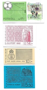 Sweden 4 stamp booklets MNH all with control numbers King Church Art Football - Bild 1 von 1