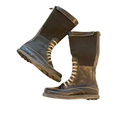 Toetally Simple ECO friendly Black Leather Tall Lace Up Combat Boots Women 7.5 - Image 1 of 4