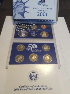 2001 US Mint Proof Set with State Quarters & Certificate Of Authenticity & OGP - Image 1 of 2