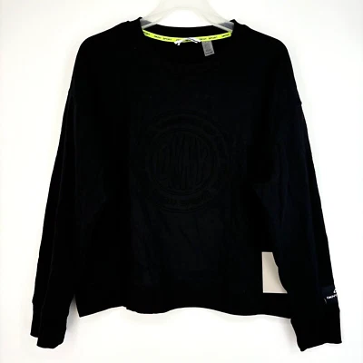 Sudadera DKNY Sport para mujer mediana con logotipo en relieve negra manga larga hombro caído Foto 1 de 4