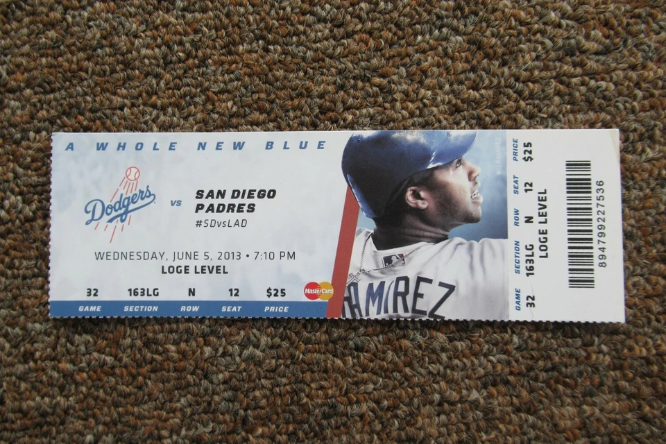 LOS ANGELES DODGERS VS PADRES 5/06/2013 BOLETO COMPLETO ~ GYORKO/VAN SLYKE HRs Foto 1 de 1