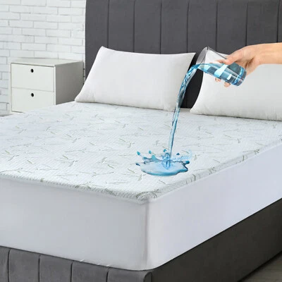 Водонепроницаемая бамбуковая защита для матраса гипоаллергенные дышащие облегающие чехлы для кровати - Изображение 1 из 4