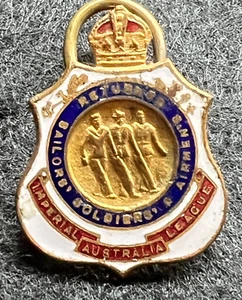 VINTAGE RETURNED SAILORS SOLDIERS AIRMEN IMPERIAL LEAGUE AUSTRALIAN PIN BADGE - Picture 1 of 4
