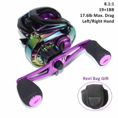 Zide Fishing Baitcasting Reel 8.1:1 Left Right Hand 17.64lb Drag Fresh Saltwater