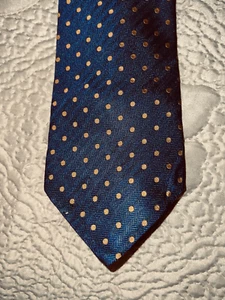 Yves Saint Laurent YSL Italy Krawatte Tupfenmuster Muster Blau Seide - Bild 1 von 6