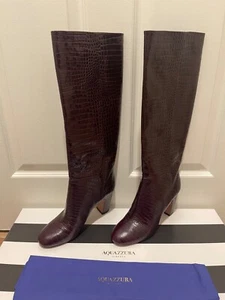 Aquazzura Sellier Croc Embossed Boots - Picture 1 of 5