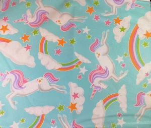 Kids Flannel Back Vinyl Tablecloth Unicorns Assorted Sizes Multicolor/Blue - Picture 1 of 3