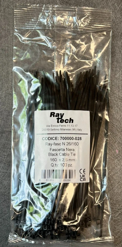 FASCETTA NERA 160 X 2,6 MM QUANTITA' 100 PZ RAYTECH - Immagine 1 di 1