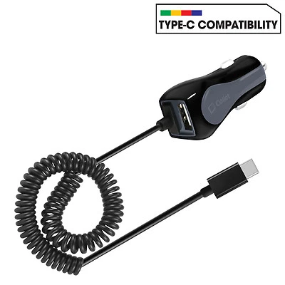 Type-C Car Charger w/ extra USB port 3 Amp / 15 Watt for Samsung Galaxy 8 Plus - Image 1 of 4