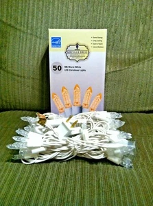 Kringle Bros 50 Ct Warm White M6 LED Mini Lights White Wire Indoor/Outdoor NIB - Picture 1 of 6