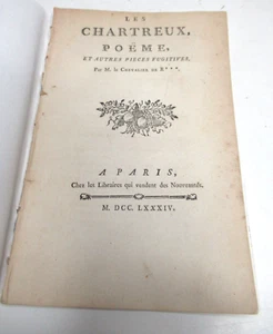 CLAUDE-FRANCOIS DE RIVAROL Les CHARTREUX & POESIES FUGITIVES 1784 EO LIBERTINAGE - Picture 1 of 8