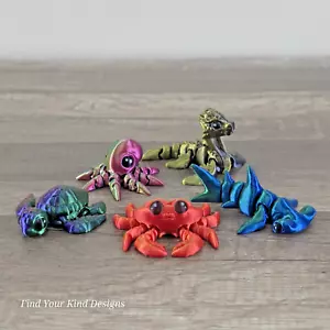 3D gedruckte winzige Meeresbewohner Krabbe Oktopus Hammerkopf Schildkröte Loch Ness Monster - Bild 1 von 6