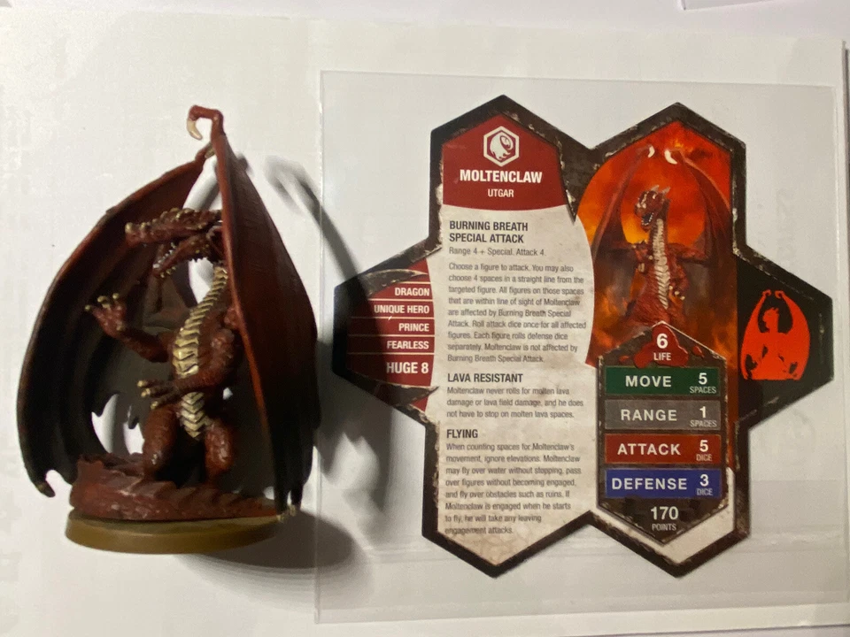Heroscape Moltenclaw Utgar Dragon Hero D&D Pathfinder MINT CONDITION Unique Hero - Bild 1 von 2