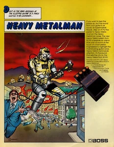 vtg 80s BOSS HEAVY METAL EFFECT PEDAL MAGAZINE PRINT AD Distortion HM-2 Pinup - Picture 1 of 1