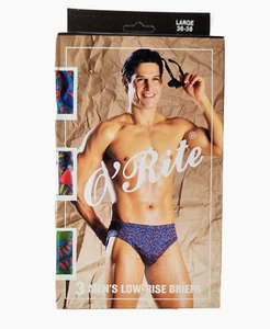 New Vintage 3 pack O' Rite Men's Low Rise Fashion Active Briefs Size Large - Picture 1 of 4