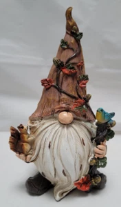 Fall Autumn 6" Gnome with Squirrel and Bluebird Table Decoration - Picture 1 of 6