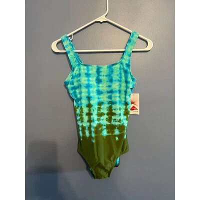 Land’s End Women’s One Piece Green/Blue Tie Dye Bathing Suit Size 4 NWT Lycra - Image 1 of 4