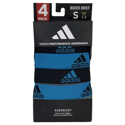 adidas NEW 4-Pack Youth Performance Underwear Boxer Briefs Small Blue Black Gray - Image 1 of 4
