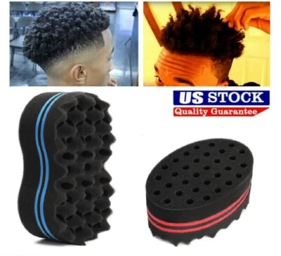 Double Side Barber Magic Hair Brush Sponge Locking Afro Curl Twist Dreads Coil - Image 1 of 4