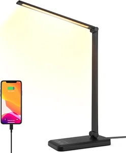 Led Desk Lamp, Desk Lamp with USB Charging Port, 5 Color Modes, 10 Brightness, N - Picture 1 of 9