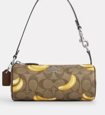 Coach CR368 Nolita Barrel Bag In Signature Canvas With Banana Print Khaki NWT - Image 1 of 4