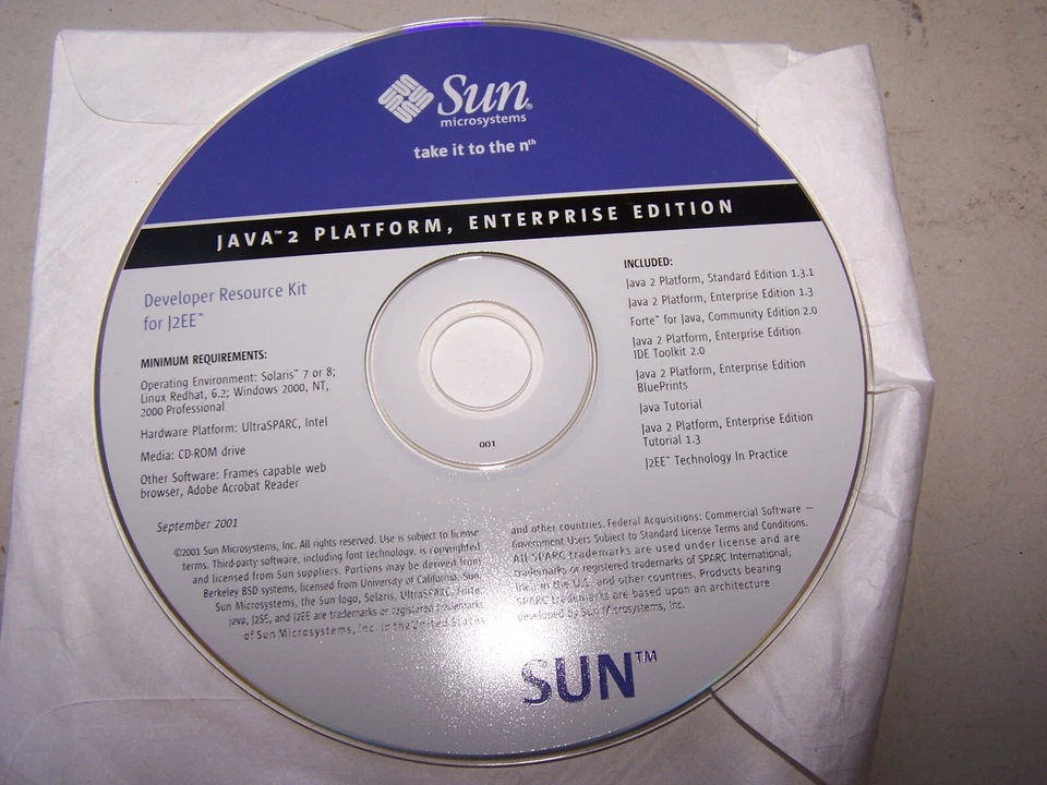 CD empresarial SUN Java 2 septiembre 2001 Foto 1 de 1