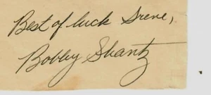 “New York Yankees" Bobby Shantz Clipped Signature COA - Picture 1 of 2