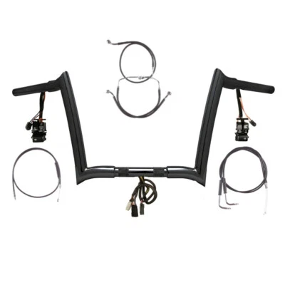 Kit de barra Yaffe precableada de 1 1/4" negra 10" Harley Road King 1996-2006 sin crucero Foto 1 de 2