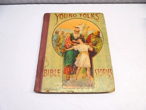 Antique Young Folks Bible Stories Hardcover Book - Picture 1 of 10