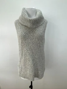 WITCHERY SIZE S WOMENS GREY ALPACA MIX CHUNKY KNIT TURTLENECK JUMPER SLEEVELESS - Picture 1 of 10