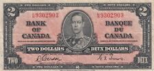 1937 Canada 2 Dollar Banknote - Bank of Canada $2 - K/B9302903