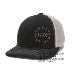 1776 Betsy Ross 13 Colonies Black/White Gray stars hat cap Trucker Mesh Snapback - Picture 1 of 5