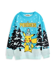 Pokemon Azul Pikachu Navidad Jumper Niños - Imagen 1 de 9