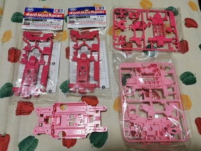 Tamiya Mini 4WD MS Chassis Light Pink Set Reinforced Gears Used - Image 1 of 3