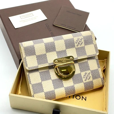 Auténtica billetera Louis Vuitton Damier Azur Koala N60013 triple pliegue con B/D NS100833 Foto 1 de 4