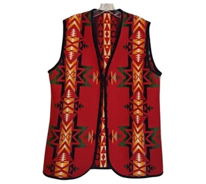 Reversible Vest handmade from Pendleton Blanket Red Tribal Pattern Men's Large - Picture 1 of 8