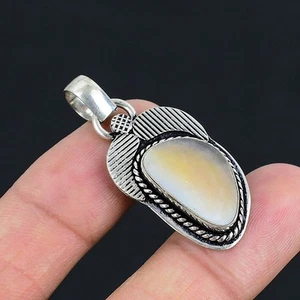 Perlmutt Edelstein Handarbeit 925 Sterlingsilber Schmuck Anhänger 1,77 Zoll - Bild 1 von 7