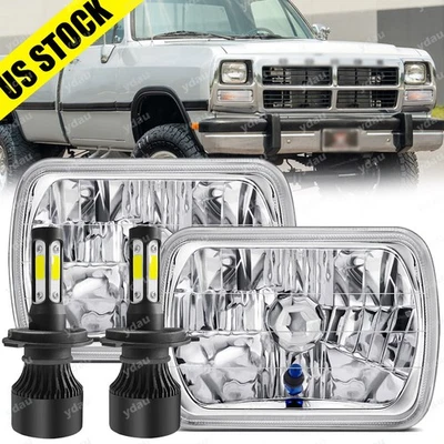 Par de faros LED de haz alto bajo para Dodge D100 D150 D250 D350 de 7X6" 5x7" pulgadas Foto 1 de 4