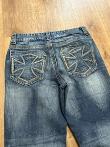 Jeans Negros De Colección Para Hombres 34x31 Azul Bota Relajada Y2K Denim Gótico Bolsillo Cruzado - Imagen 1 de 13