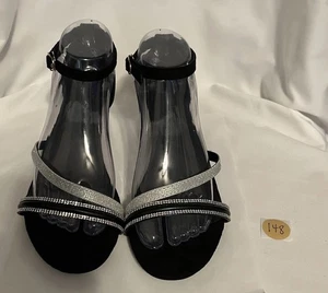 New High Heels Black/Silver Block Heels Sandals Size 9M (41 EU) - Picture 1 of 7