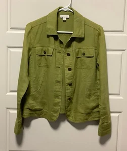 CHARTER CLUB Green Linen Jacket Women’s Sz S - Picture 1 of 7