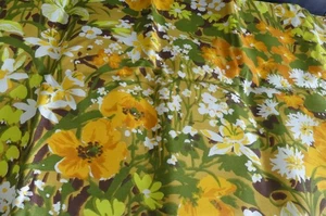 Vintage 60er Blumen Polsterstoff Vinyl Rücken MCM Tischdecke Stuhl Redo 2 Stück - Bild 1 von 11