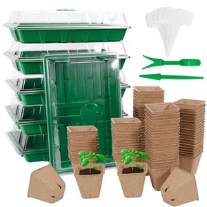 6pcs Seed Starter Tray Kit with 100pcs Peat Pots,Seed Propagation Tray with H... - Picture 1 of 7