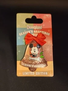 Disney Parks 2012 Season's Greetings Bell ornament slider LE 1500 pin Mickey - Picture 1 of 1
