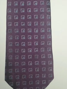 Nautica Mens Tie Purple Geometric Pattern Woven Silk Necktie USA 57" x 3.5" - Picture 1 of 9