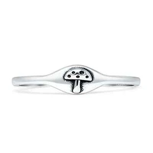 Pilze Siegelring oxidiert 925 Sterling Silber 4,3 mm - Bild 1 von 10