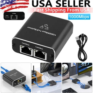 1000Mbps Ethernet Splitter Adapter RJ45 Cable LAN Network Internet 1 IN 2 Out - Afbeelding 1 van 10