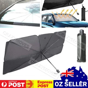 Car Sunshade Umbrella Front Window Visor Sun Shade Cover Black-Large VIC - Picture 1 of 8