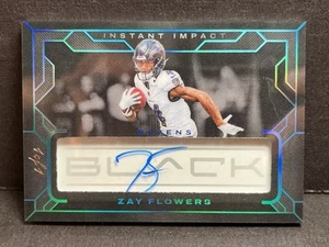Zay Flowers Auto 1/1 One Of One 2024 Panini Black Instant Impact Ravens - Picture 1 of 3