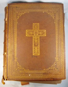 The Holy Bible Book 1858 Edward Dunigan New York George Haydock Large Antique (O - Picture 1 of 12